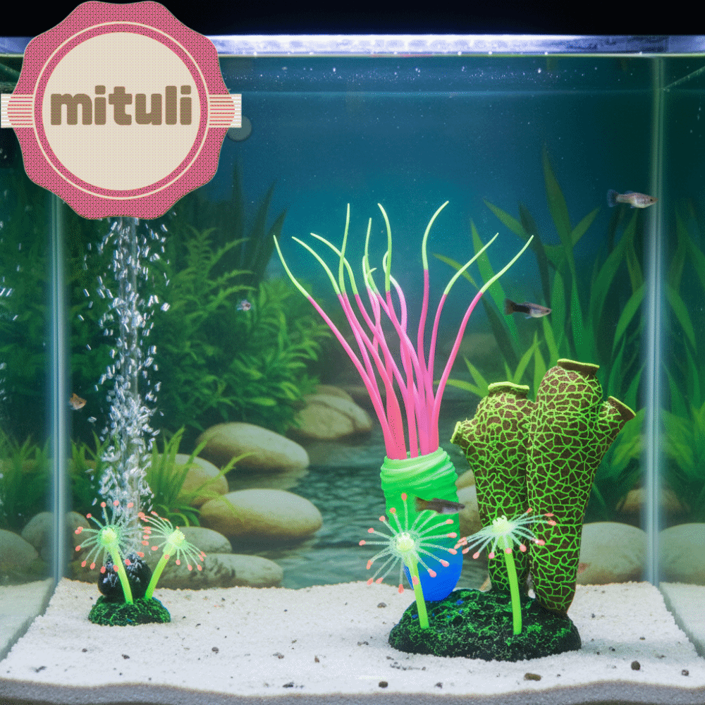 MITULI Sáng Mô phỏng phun nước biển Thực tế Silicone Cây dưới nước Cỏ nước Sống động như thật Mô phỏng san hô Môi trường sống của bò sát