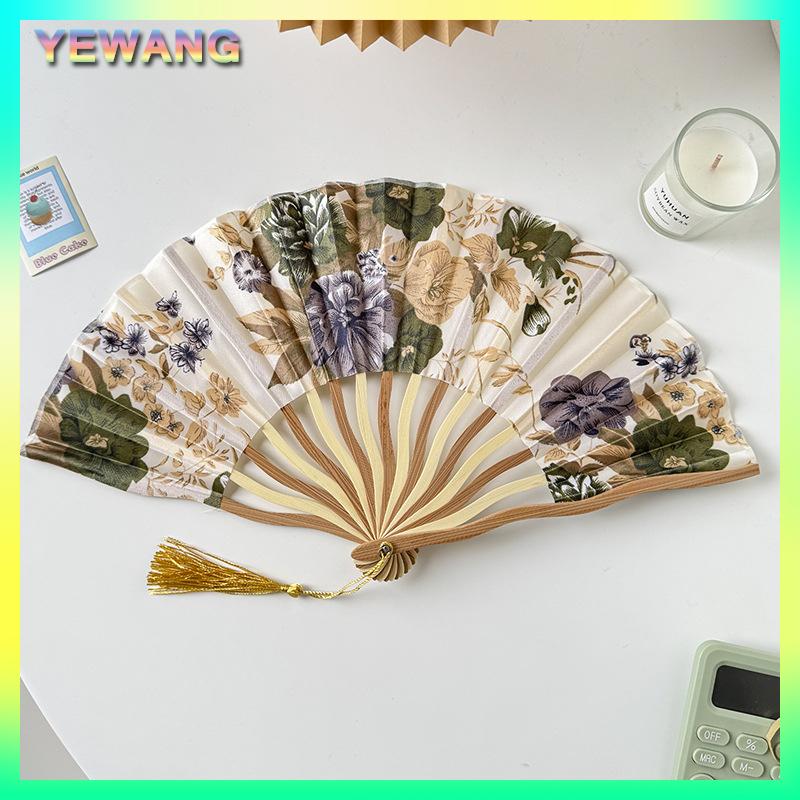 YEWANG Trung Quốc Nhật Bản phong cách quạt lụa gấp Quạt đám cưới fan hâm mộ nghệ thuật Quà Tặng khiêu vũ tay fan hâm mộ cổ điển tre gấp tay cầm hoa fan hâm mộ - 9