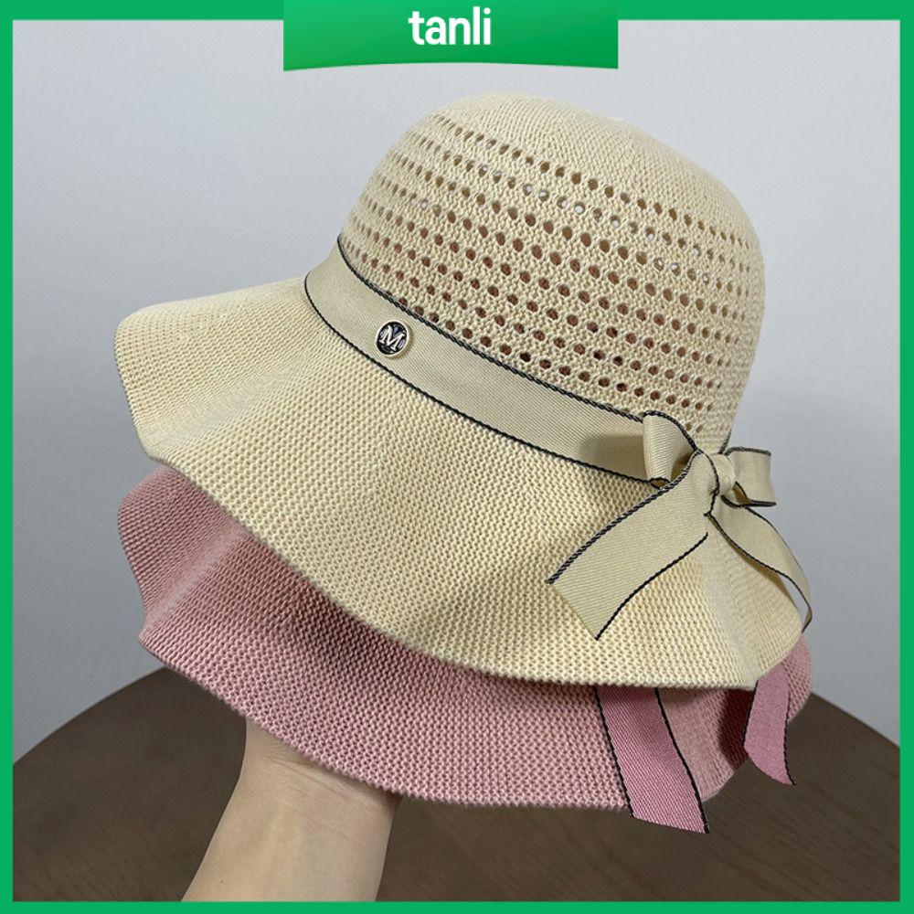 TANLI Rỗng Mũ tai bèo Nơ Thoáng khí Mũ ngư dân Thời trang Chống tia UV Mũ Lưỡi Trai Phụ nữ