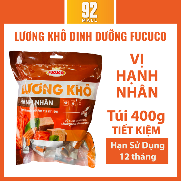 Lương khô mini Hạnh Nhân Fucuco Túi 400g (24-26 viên)