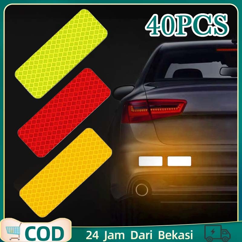 40pcs Sticker Reflektor Mobil Sticker Pemantul Cahaya Warning Sticker Pemantul Cahaya Pantul Cahaya 8x3cm Harga 23,000 rupiah*Gratis Ongkir