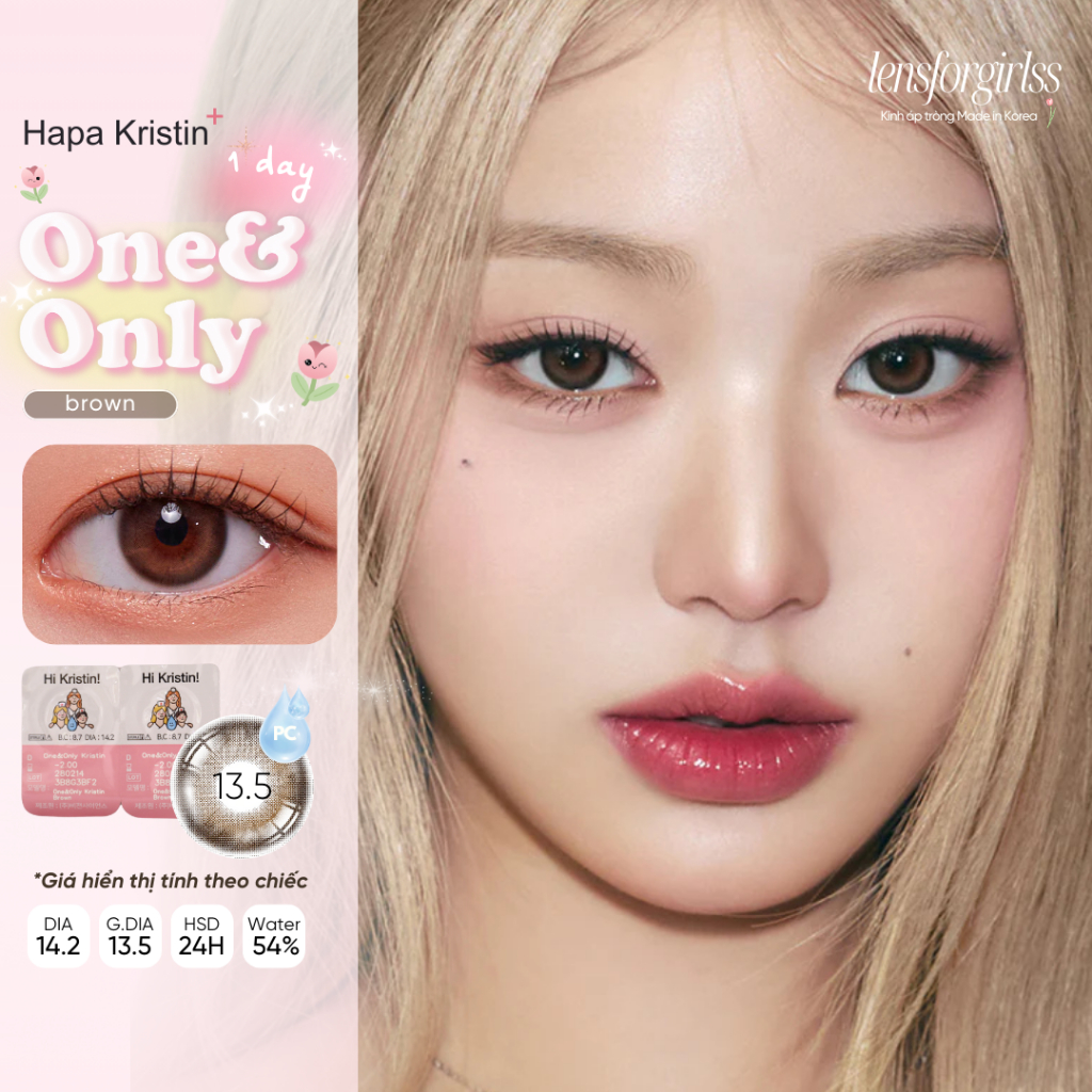 LENS WONYOUNG | Lens 1 ngày | Kính áp tròng hack mắt ONE ONLY BROWN 13.5mm chính hãng HAPAKRISTIN | LENSFORGIRLSS
