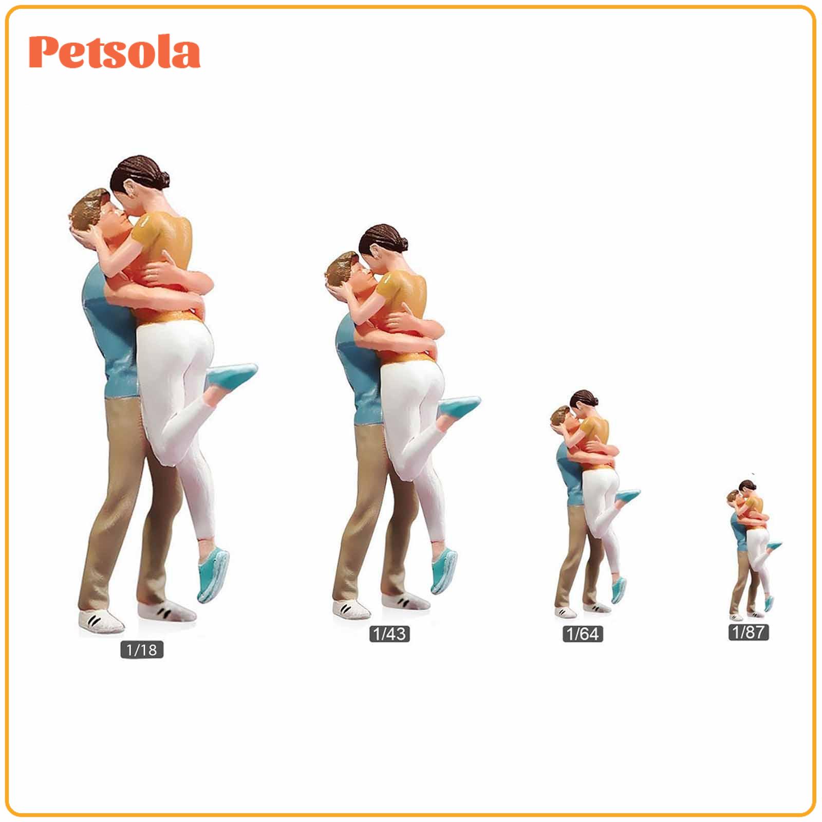 โมเดลฟิกเกอร์ อาร์ตทอย กล่องสุ่มของสะสม PETSOLA Hand Painted Kiss Couple Figure Doll Toy Scenery Tiny People Figure Miniature People Figurine for Game Role Play Car Display