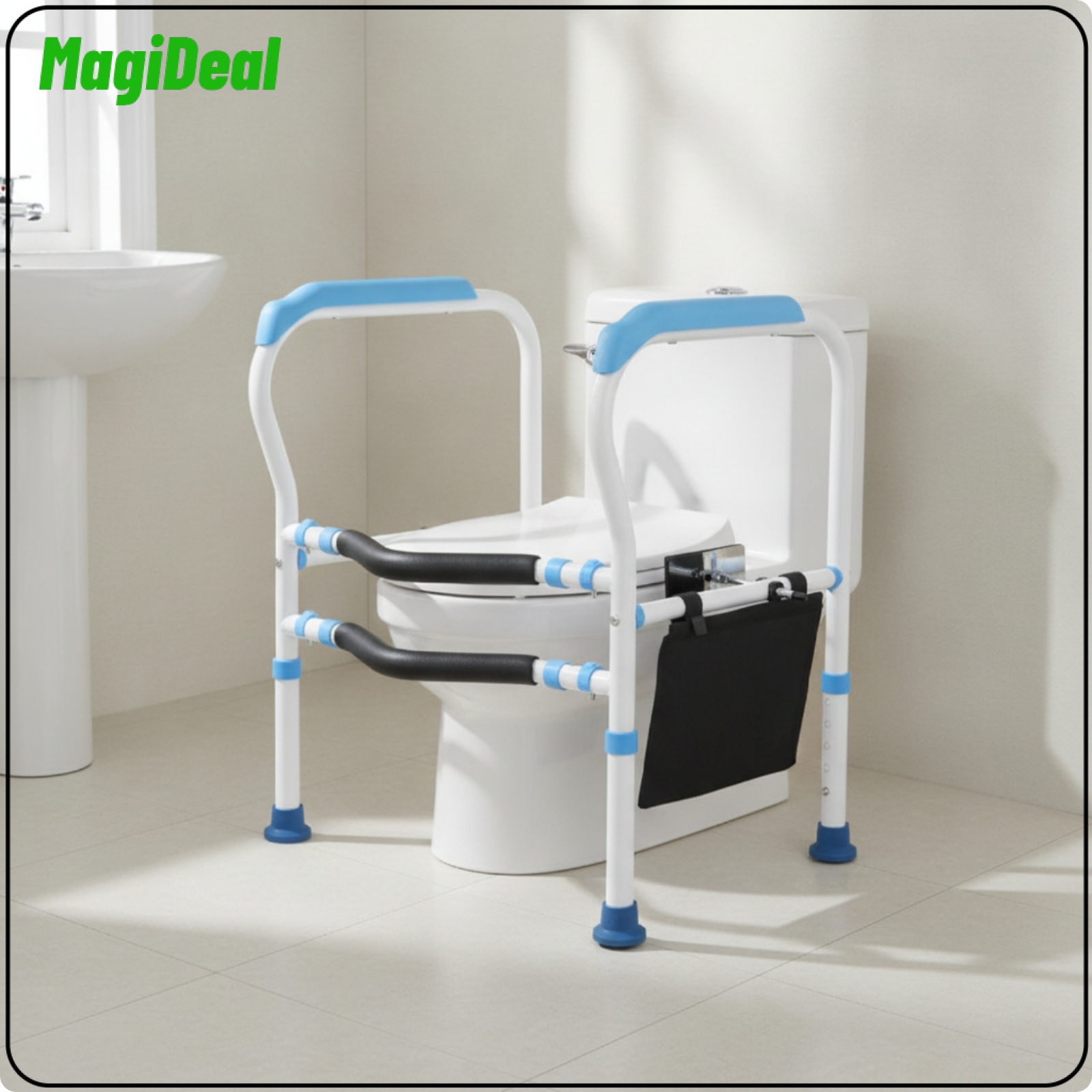 MagiDeal No-Drill Toilet Safety with Suction Cups Adjustable Toilet Safety Frame Freestanding Padded for Elderly, Handicapped ราคา 3,215 บาท*ส่งฟรี