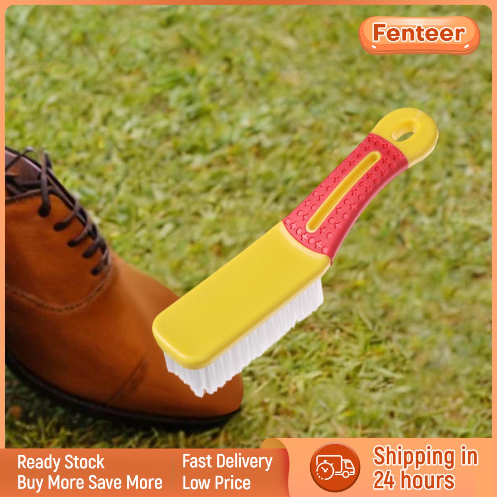 Fenteer Multifunctional Shoe Brush Scrubbing Brush Convenient Reusable Long Handle Hangable Soft Bristle for Canvas Shoe Care Clothes