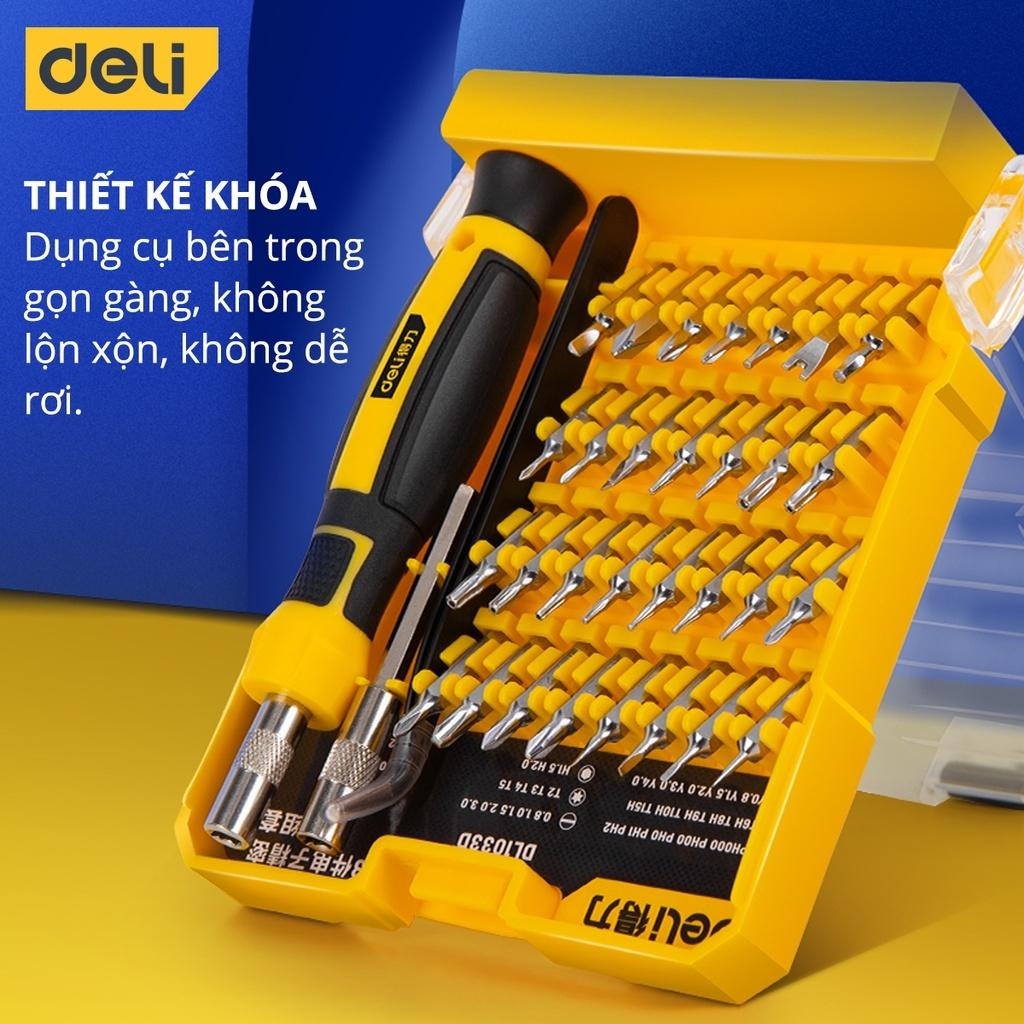 Bộ tua vít sửa chữa đa năng 33 chi tiết deli dl1033d - đầu vít bằng thép