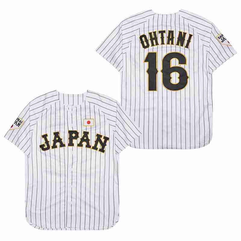 Throwback Ohtani #16 Team Japan Baseball Jersey Stitched Hip Hop Black