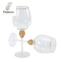 2Pcs Crystal Gold Rimmed Wine Glasses Set Elegant Decorative Long Stem Champagne Flutes Cocktail Glass Gifts