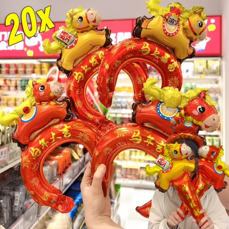 20x Trung Quốc năm mới bóng bay cầm tay dính với hạnh phúc tin nhắn bóng bay bơm hơi màng nhôm headband cho trang trí tiệc chợ đêm bán