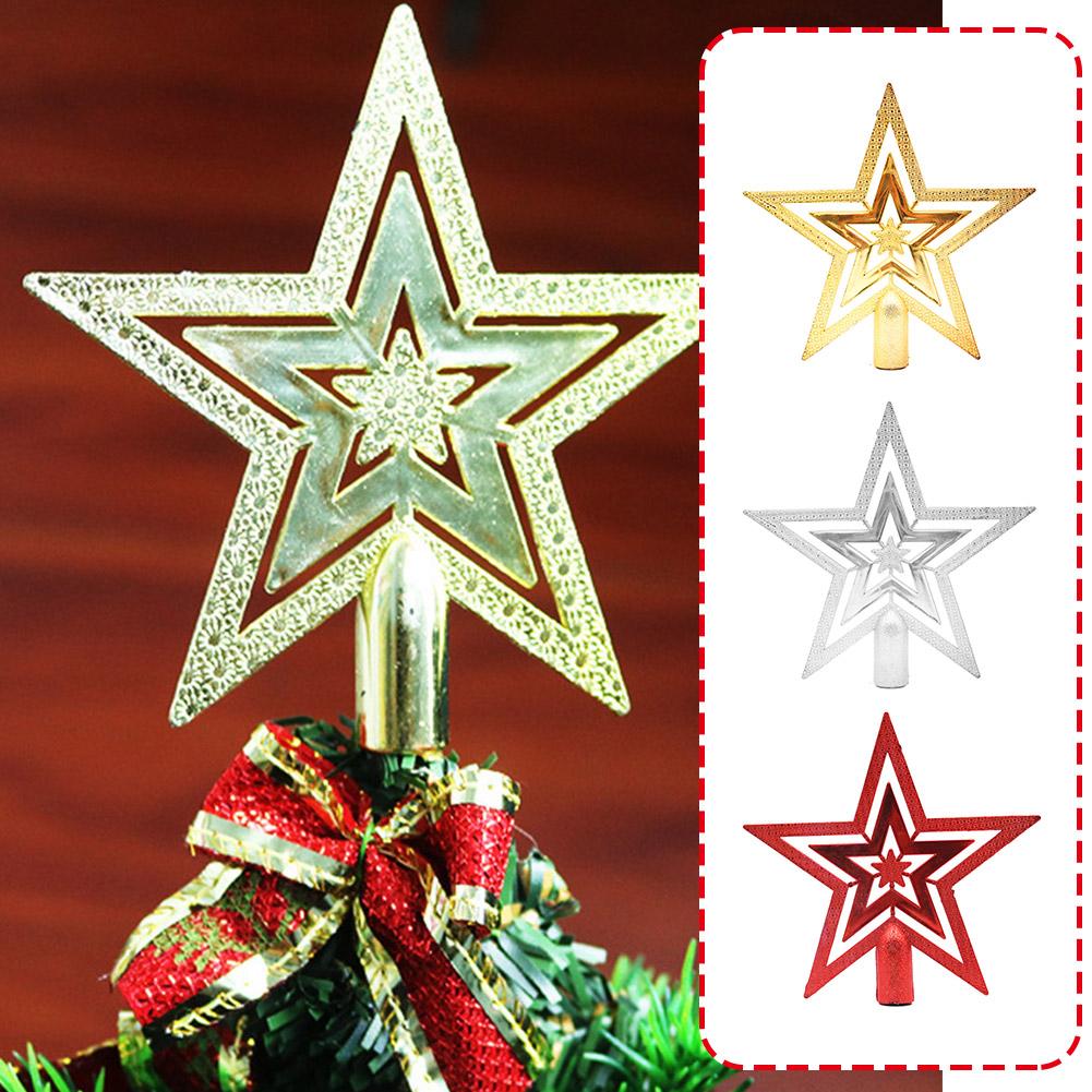 Christmas Tree Top Star Hang Xmas Decoration Ornament Topper Plastic Treetop B2X2
