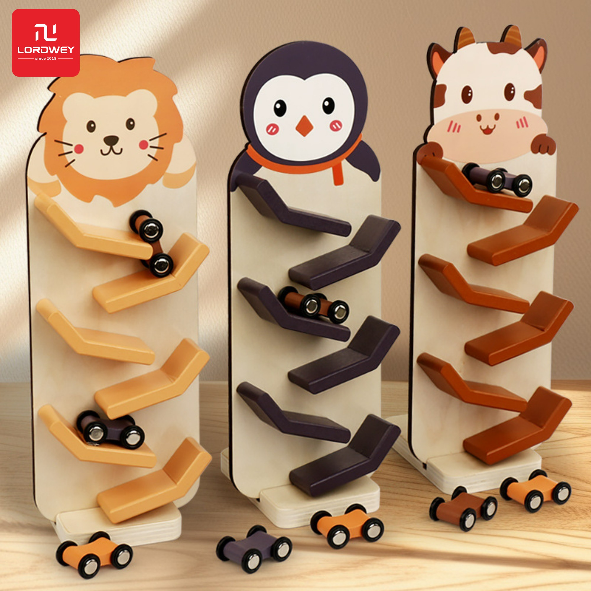 โมเดลฟิกเกอร์ อาร์ตทอย กล่องสุ่มของสะสม ของเล่นและโมเดลสะสม LORDWEY | Children's Wooden Cartoon Slide Car Exercise Hands-on Ability Visual Tracking Early Education Concentration Racing Glide Car ราคา 569 บาท*ส่งฟรี