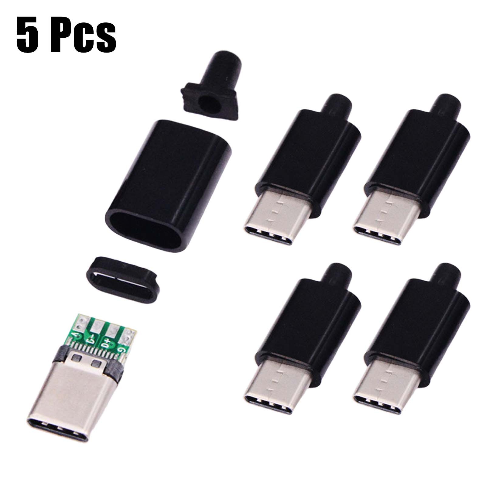 【Rockhouse】 Cổng kết nối đực bền USB C với Loại bảng mạch màu xanh lá và vỏ đen 5 chiếc [Sản phẩm Mới]