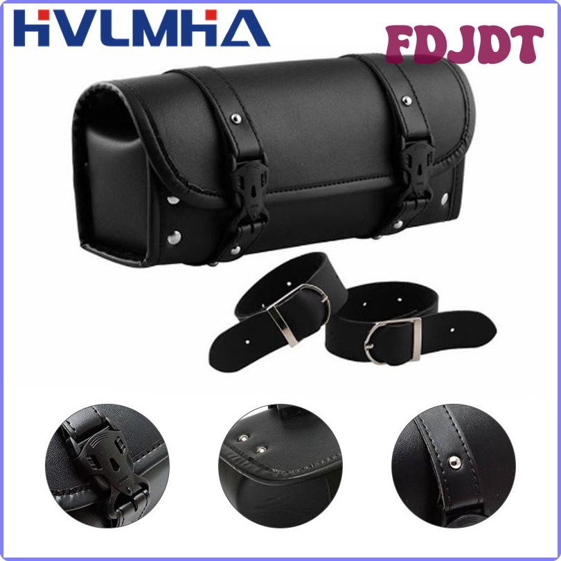 FDJDT Motorcycle Fork PU Leather Travel Pouch Waterproof Tool Bags Saddle Bag Vintage Tail Bag Luggage for Harley Bobber/Suzuki/Honda DRJTR