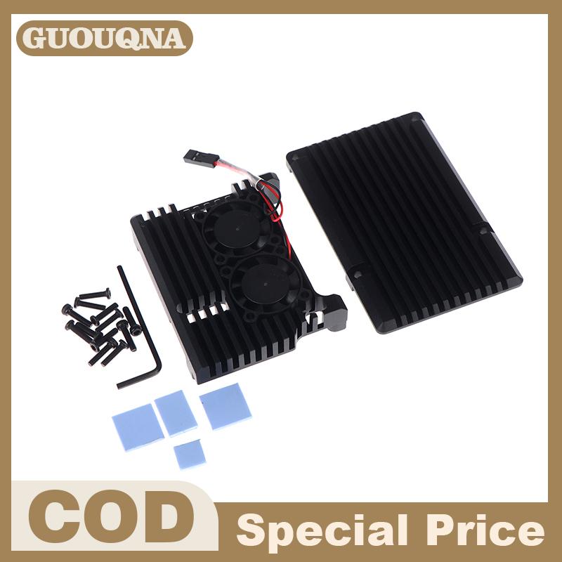 GUOUQNA Raspberry Pi 4เคสอลูมิเนียมมี ไม่มีพัดลมระบายความร้อนแบบคู่กรอบโลหะสีดำสำหรับ4B Rpi Raspberry Pi ราคา 130 บาท*ส่งฟรี