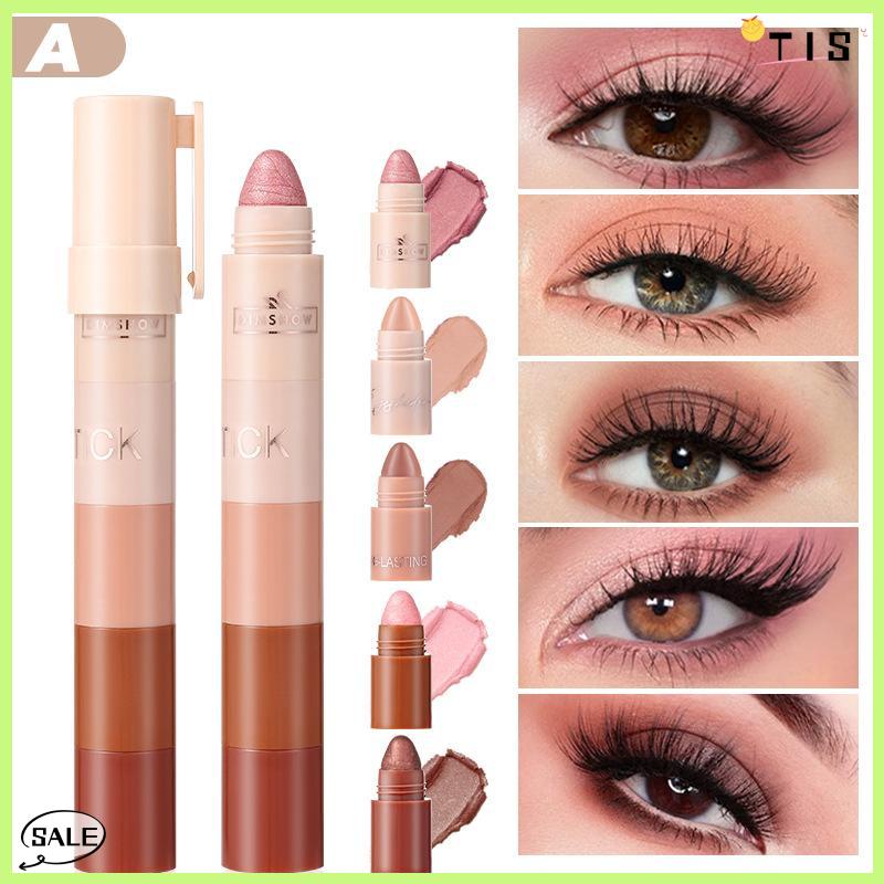 Follow Get New【TIS】 Dimshow 5 trong 1 Eyeshadow bút chì Kit nhung Matte sắc tố ánh sáng lung linh làm nổi bật trang điểm kết hợp mini Eye Shadow bút mỹ phẩm - 2