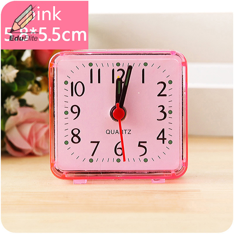 CHENJ Dễ thương sinh viên Đồng hồ báo thức analog Đồng hồ báo thức vuông đầu giường nhỏ gọn đồng hồ để bàn trang trí đồng hồ sinh viên phòng ngủ đồng hồ báo thức điện tử