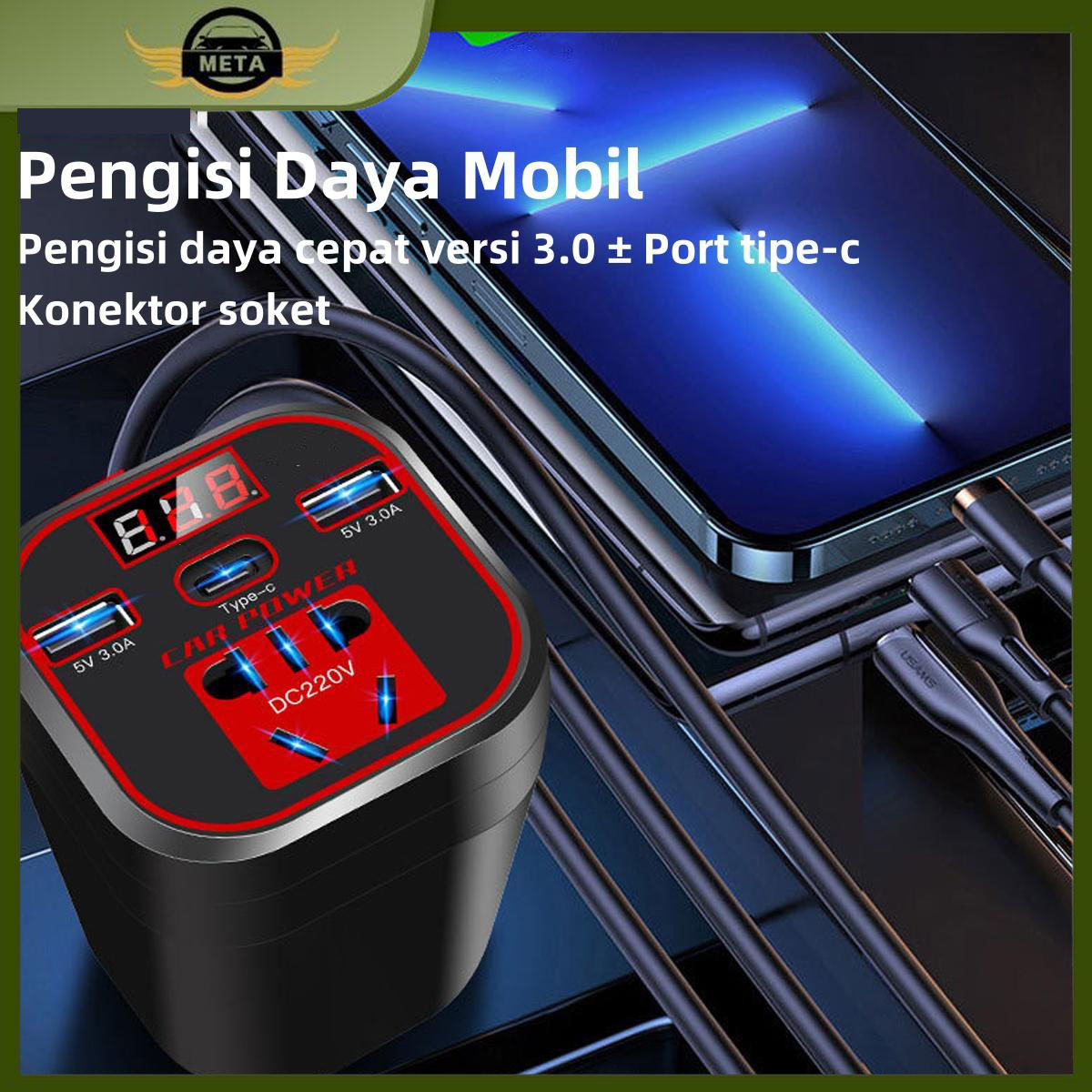 [Gaode] Mobil inverter 12V/24V ke 220V power converter General Motors truck socket Car charger(3.0 Fas Charge+Tve-c+Car Charger 2 USB Por Colokan Cas ) Motorcycle Kipas Harga 88,999 rupiah*Gratis Ongkir