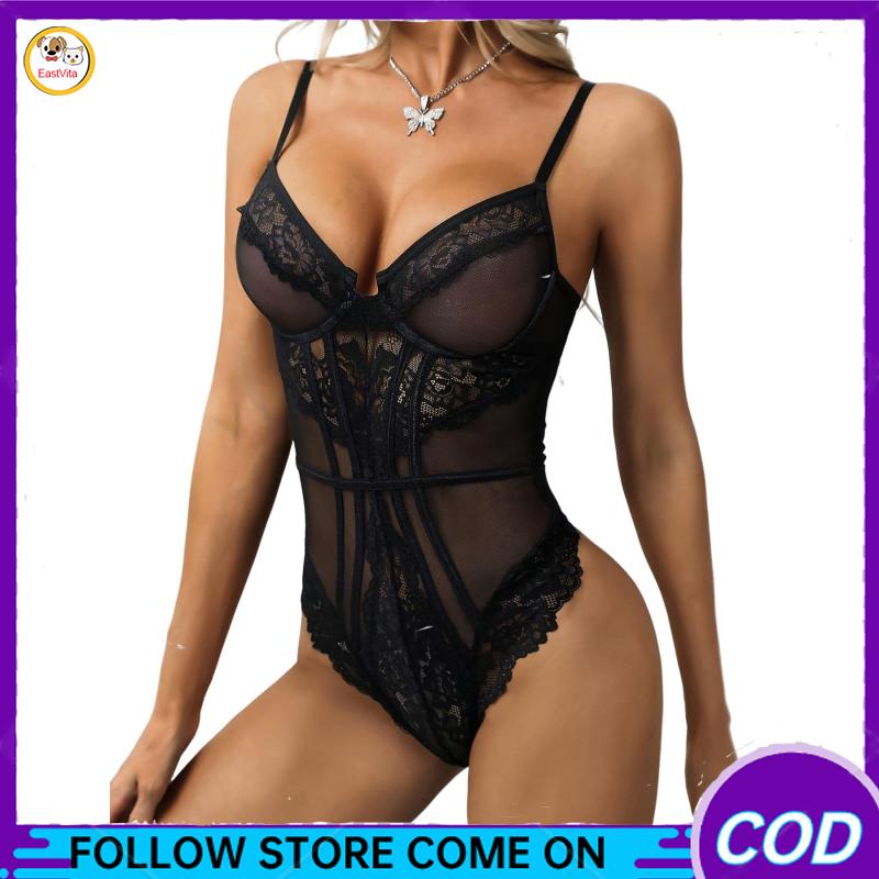 Lingerie For Women Deep V Teddy Bodysuit Adjustable Shoulder Straps Lace Babydoll Underwire Lingerie