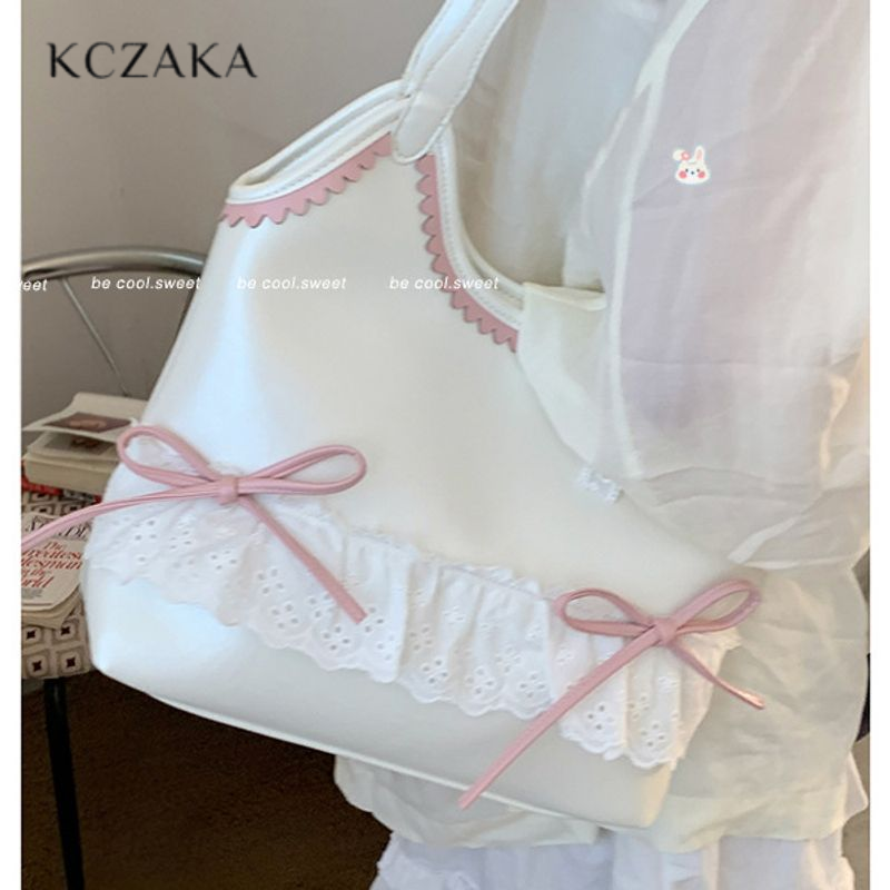 Kczaka Túi Xách Nữ Túi tote đeo vai dung tích lớn nơ đáng yêu in