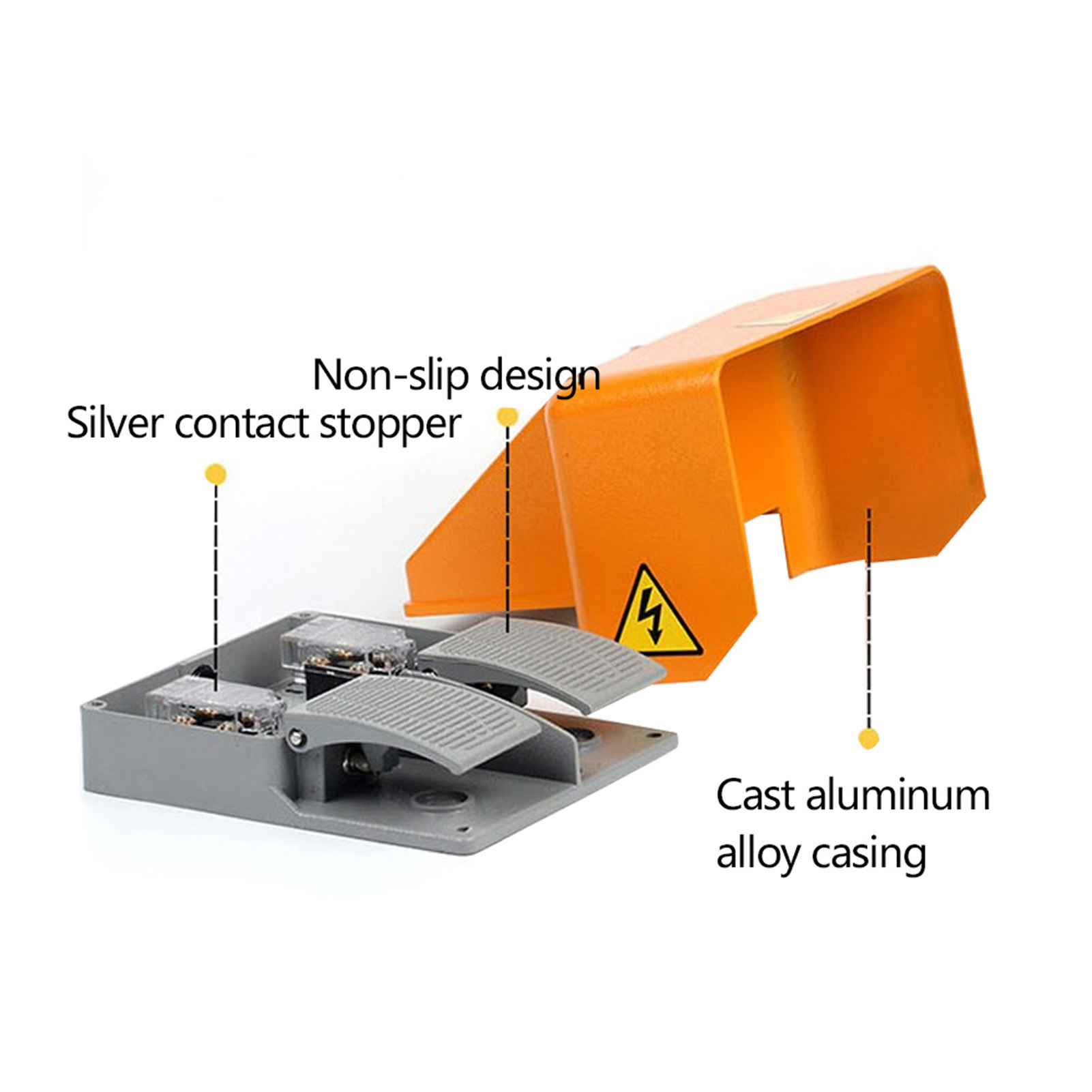 Garosa Công tắc bàn đạp điều khiển chân đôi Vỏ hợp kim nhôm Cấp IP62 và cổng nối dây cách điện Giá 723,000 Đồng*Miễn phí vận chuyển