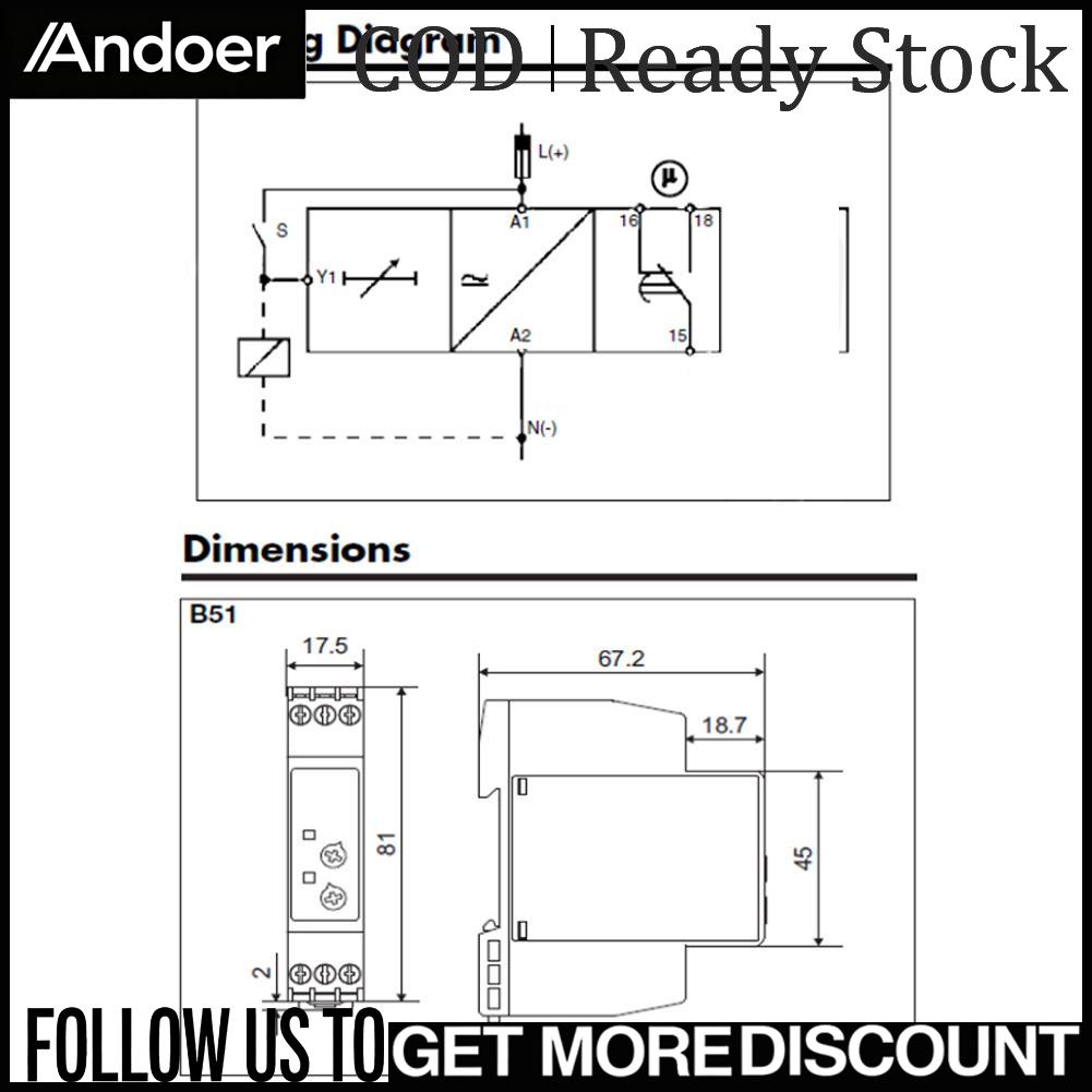 Andoer Vitreck DC 24V & AC 24-240V Rơle trễ thời gian đa điện áp với 7 chức năng & Hẹn giờ trễ có thể điều chỉnh Giá 607,000 Đồng*Miễn phí vận chuyển