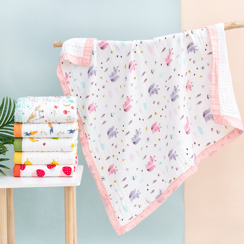 Khăn Tắm Vải Xô 6 Lớp Cho Bé 105x105cm Mềm Mịn Thoáng Khí Thấm Hút Tốt Họa Tiết Đáng Yêu Dễ Giặt Khô