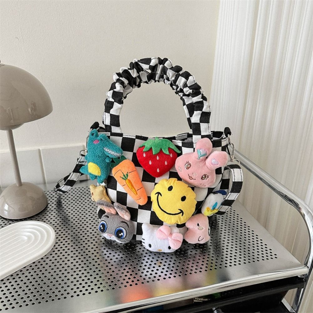 VJDA Hoạt hình dễ thương Túi Tote Vải Bố Tay cầm trên Búp bê vải lông Túi mua sắm Chất lượng cao Sức chứa lớn Túi vải - 2