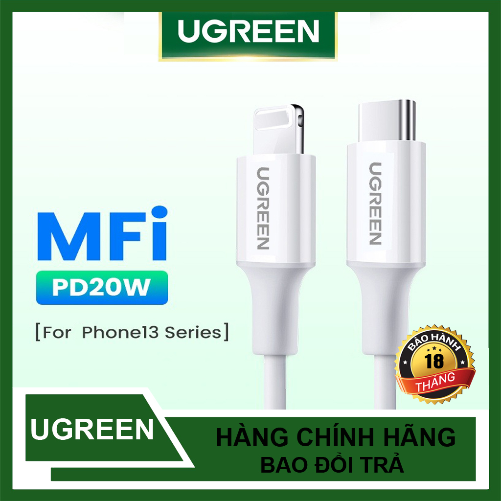 Cáp Sạc Nhanh Type C to Lighting PD 20W Ugreen US171 Chip MFL cho Táo - Hàng Chính Hãng