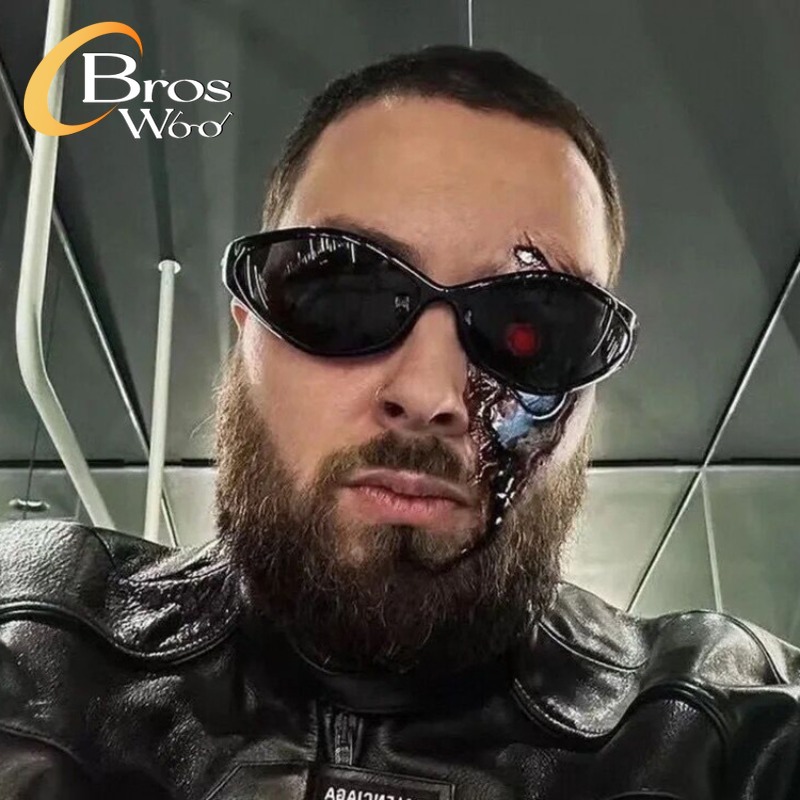 (Bros Woo) tây Y2K Punk Kính mát Công nghệ Tương Lai Ngoài trời Shades