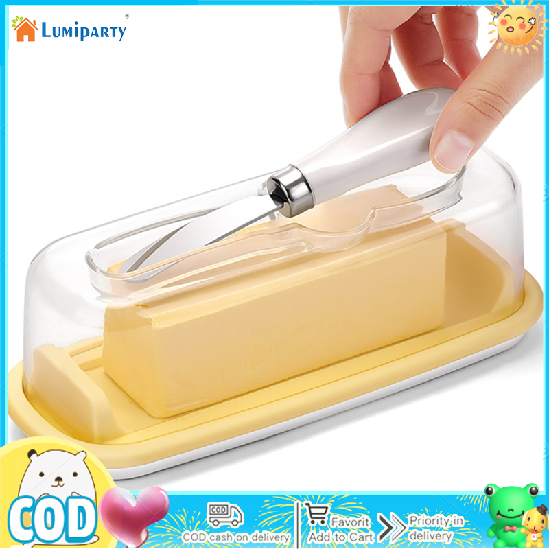 Silicone Butter Dish With Knife Dishwasher Safe Butter Keeper Kitchen Utensils With Transparent Lid ราคา 186 บาท*ส่งฟรี