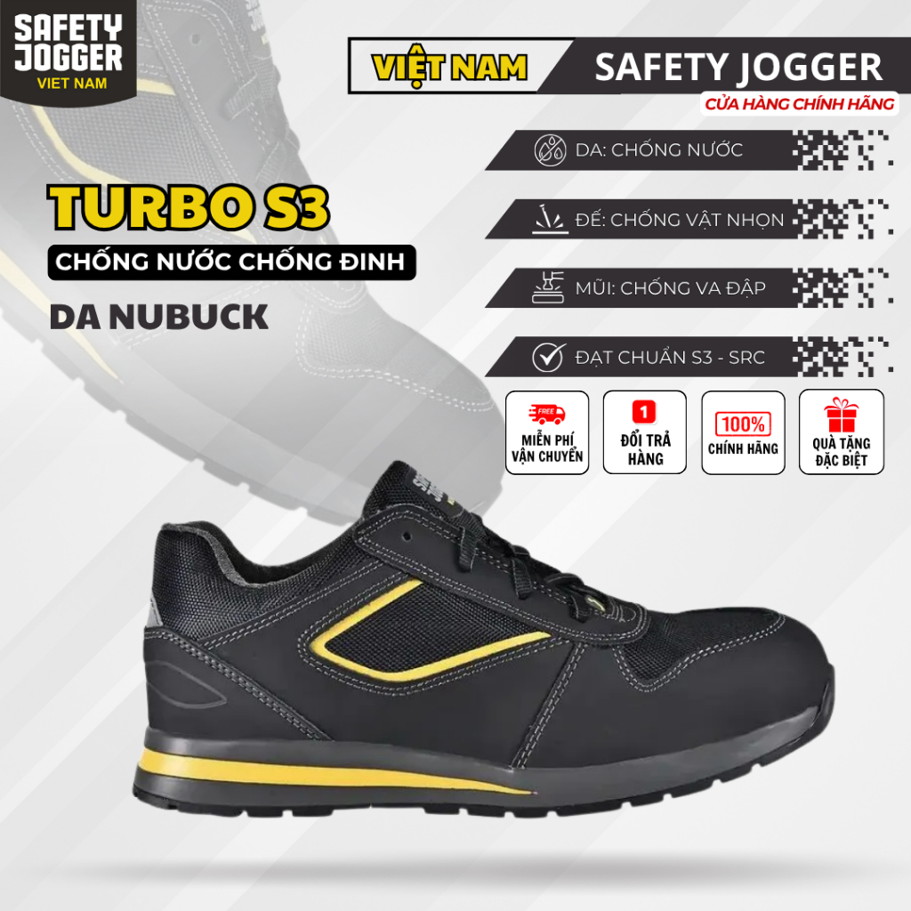 [SAFETY JOGGER] Giày Bảo Hộ Safety Jogger Turbo Chống Đâm Xuyên Chịu Nhiệt Cao Chống Trơn Trượt Dầu