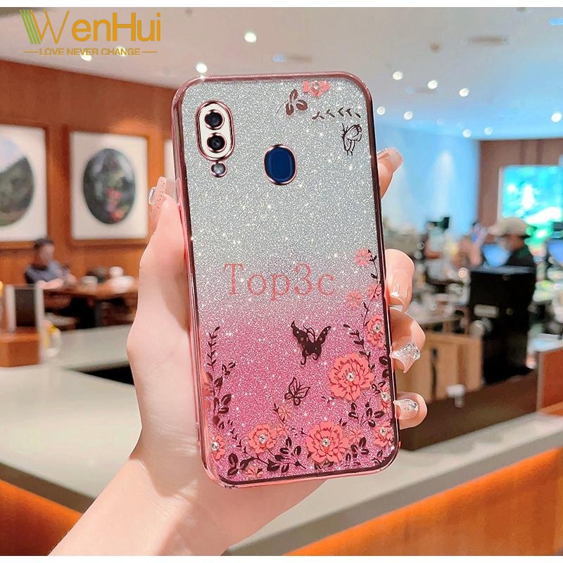 WenHui Ốp cho Samsung A30 Ốp điện thoại Samsung A20 A11 a20s M11 nhấp nháy bướm vườn mmhy