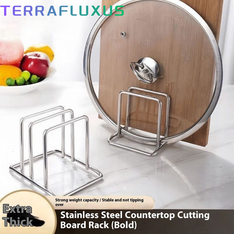 Terrafluxus丨 giá thép không gỉ cho nhà bếp để lưu trữ Bảng cắt và nắp nồi, tổ chức quầy tiết kiệm không gian