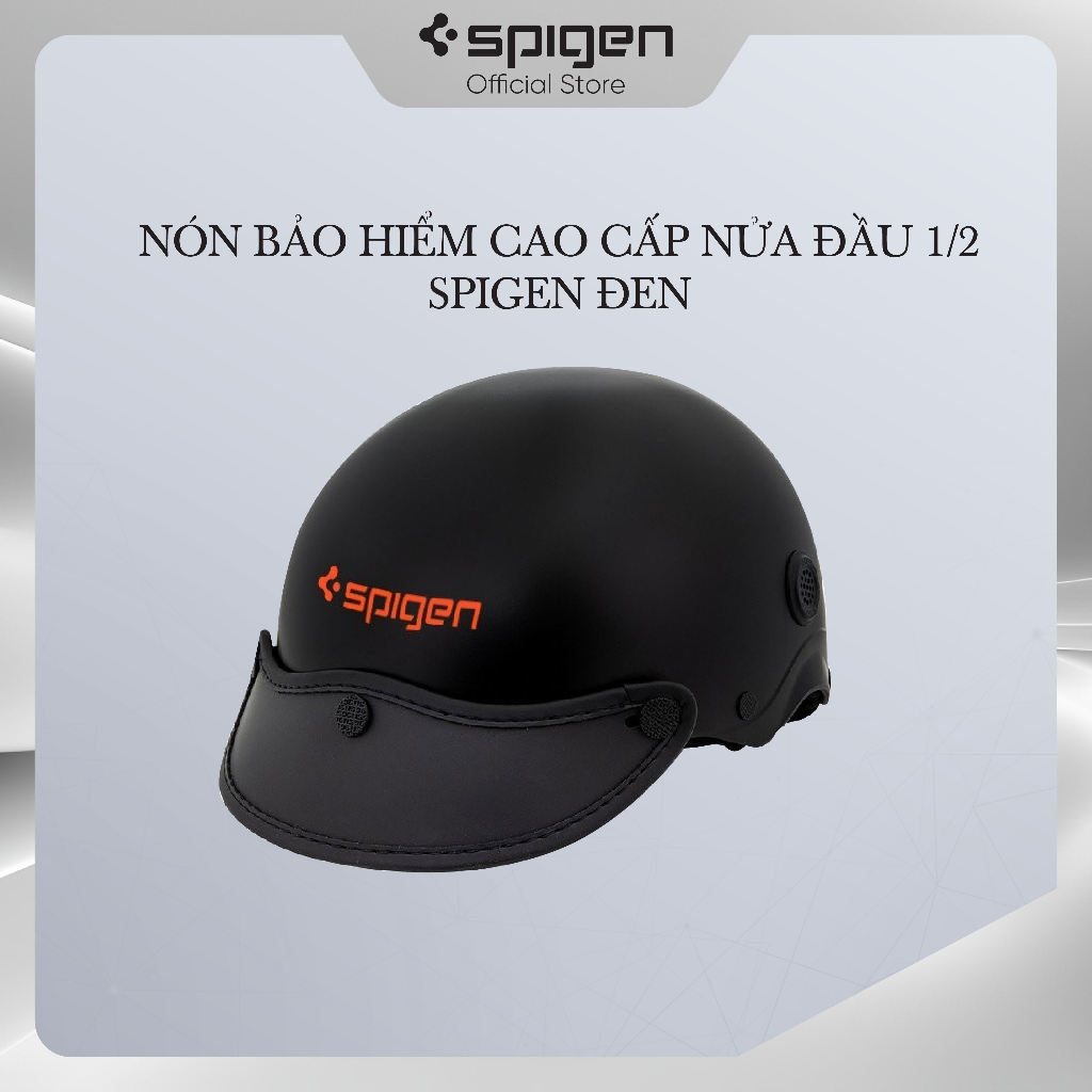 Nón bảo hiểm cao cấp nửa đầu 1/2 spigen đen