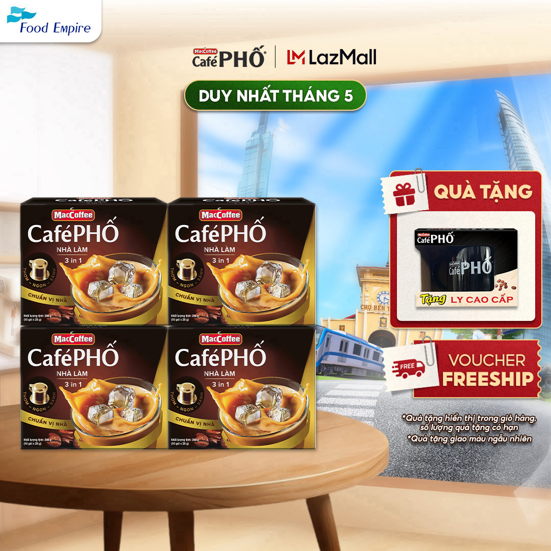 Combo 4 hộp Cà phê Phố Nhà làm - MacCoffee (hộp 10 gói x 28g)
