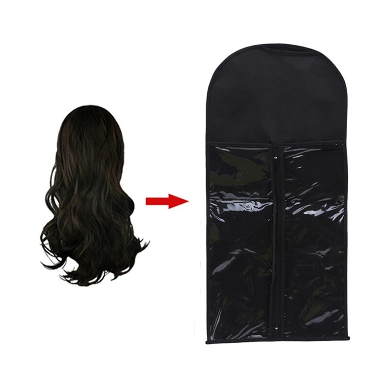 1PC tóc giả tóc mở rộng tàu sân bay làm đẹp tóc Túi chống bụi dây kéo bền xách tay phụ nữ không dệt phù hợp với trường hợp túi tóc giả móc túi