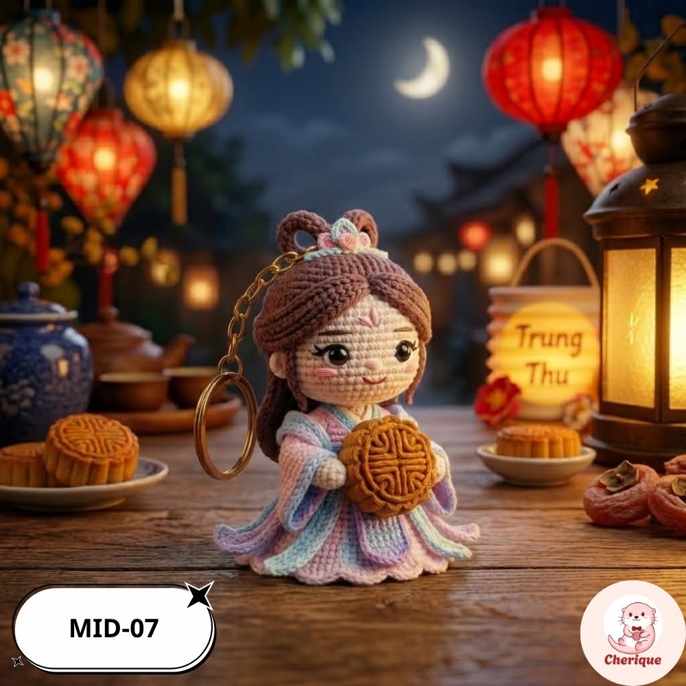 Móc khóa Hằng Nga len handmade