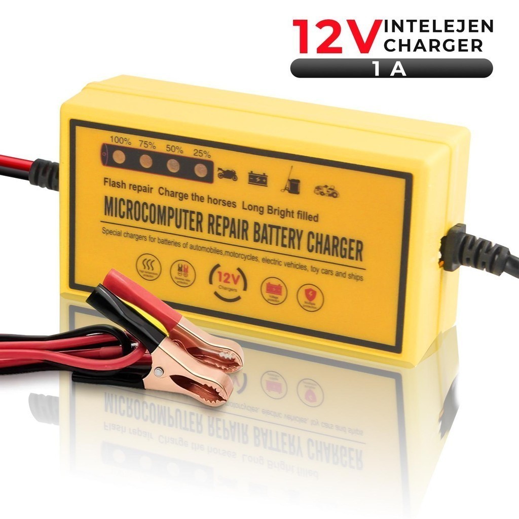 Charger Aki Motor Repair Aki 12V 1A Intelegent Charger Harga 41,750 rupiah*Gratis Ongkir