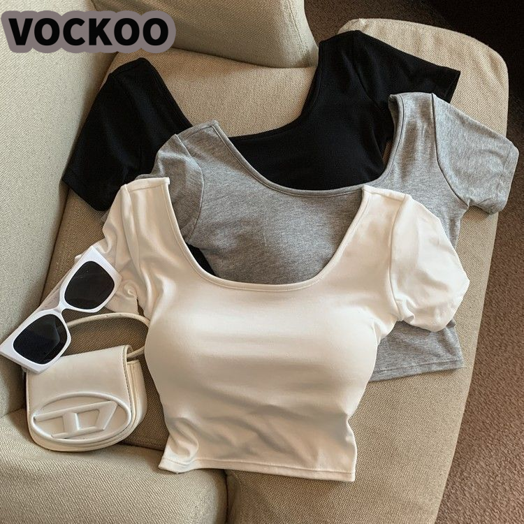 VOCKOO เสื้อครอป เสื้อยืด ชุดเซ็ทผู้หญิง ทันสมัย ล้ำสมัย ทันสมัย วินเทจ WTX24609UP 35Z240829 ราคา 122 บาท*ส่งฟรี
