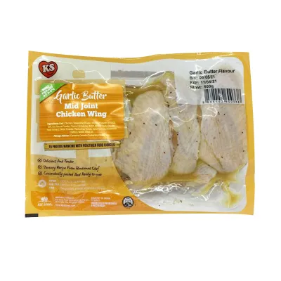 Fresh KS Garlic Butter Mid Joint Chicken Wing – 500g x 10 PKT Bundle