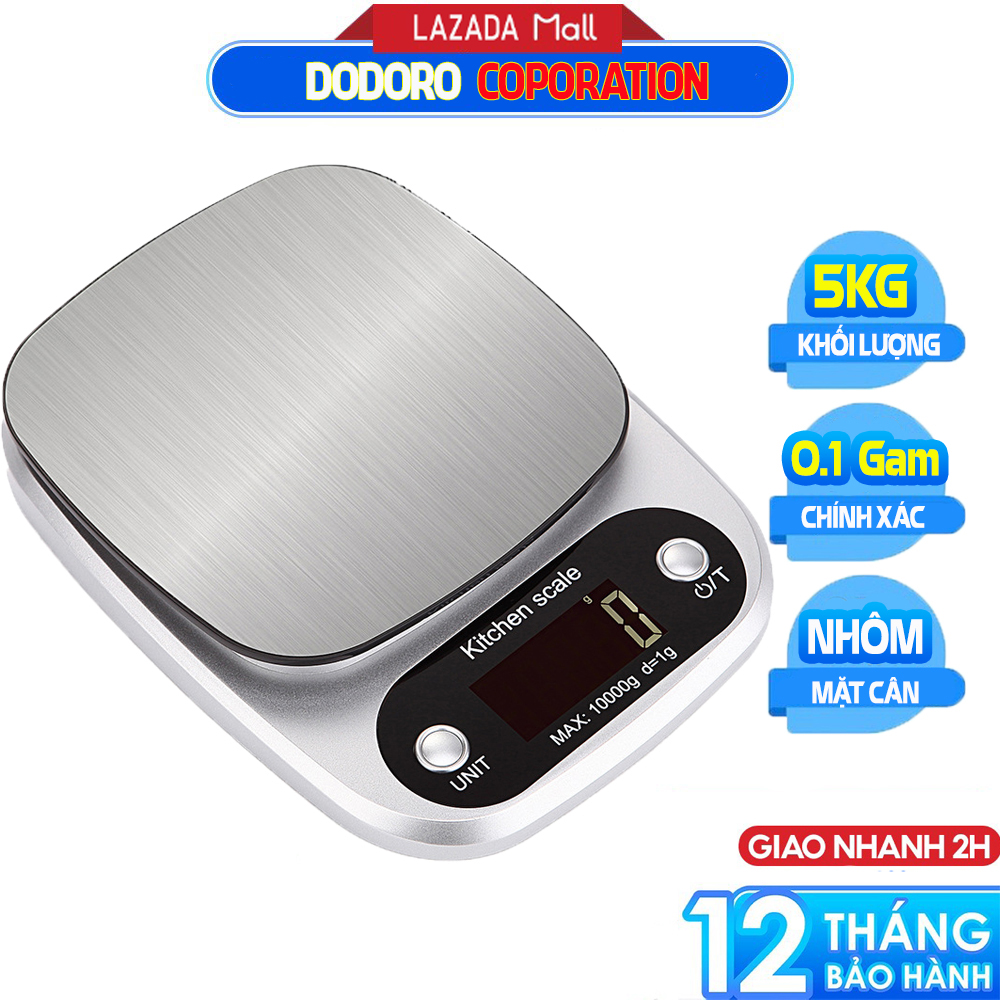 [BH 1NĂM] Cân tiểu ly điện tử 5.0Kg 0.1g DODORO C105 - chính xác từng 0.1 gam, hàng chính hãng bảo hành 1 năm