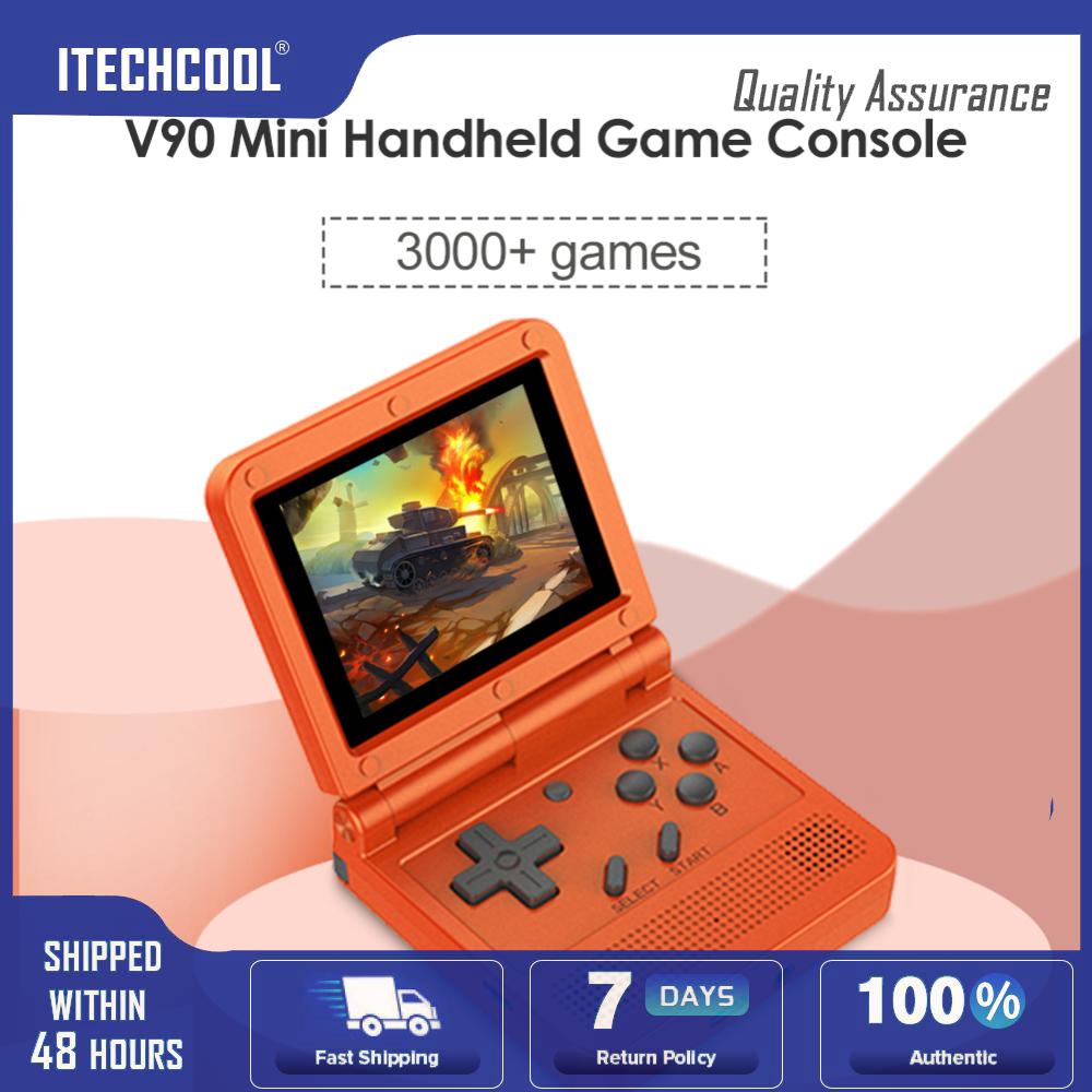 {NEW}V90 3.0 inch IPS Retro Flip Handheld Console Pocket Mini Video Game Player ราคา 1,404 บาท*ส่งฟรี