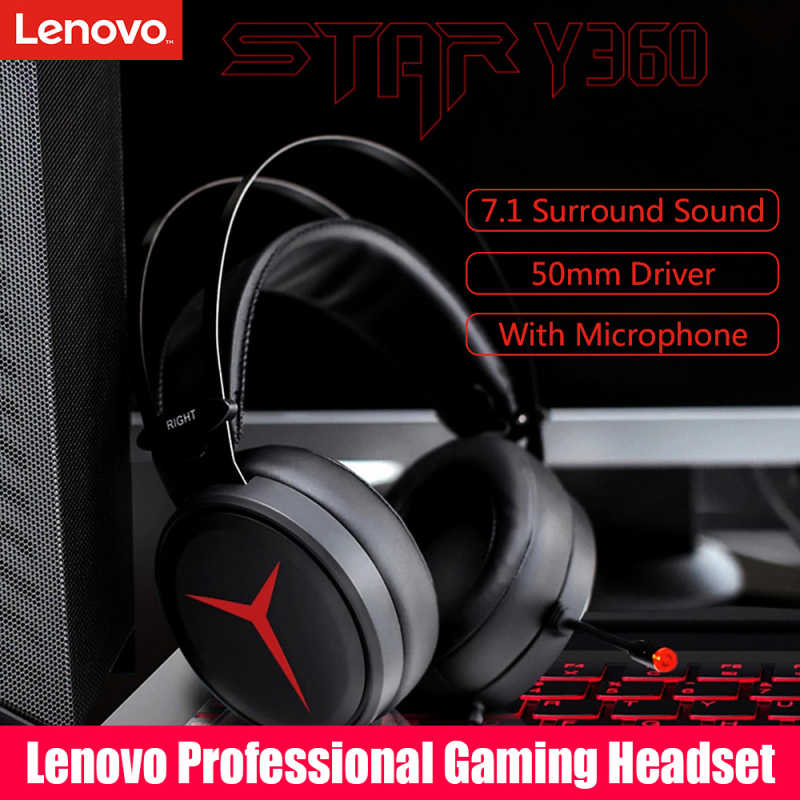 Lenovo Star Y360 Tai nghe chơi game chuyên nghiệp có dây 2,2m Âm thanh vòm 7.1 Bộ truyền động 50mm Tai nghe chụp qua tai có micrô Giao diện USB Tai nghe nhẹ nhàng Bass mạnh mẽ