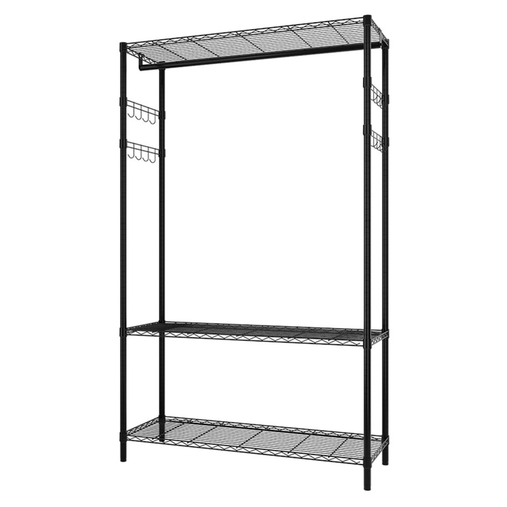 Global House HAWDD ราวแขวนตั้งพื้นพร้อมชั้นปรับระดับได้ รุ่น RAINA ขนาด 45x120x206 ซม. สีดำ รับประกันของเเท้! ราคา 2,290 บาท*ส่งฟรี