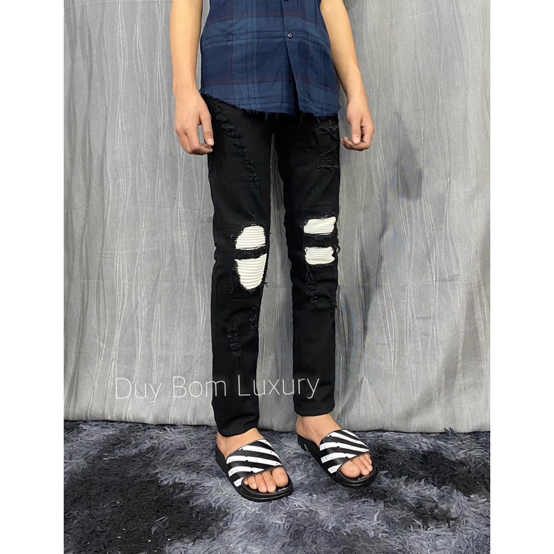 Quần vá da trắng xước sần nhẹ cho anh em ( váy may) (ẢNH THẬT )