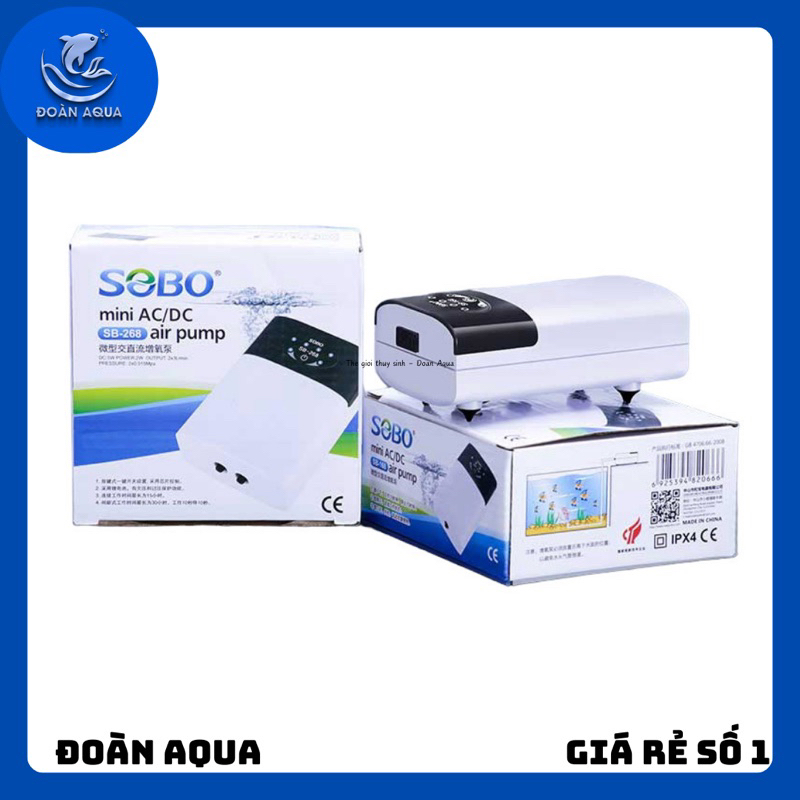 Sủi oxy tích điện siêu êm sobo sb168 1 vòi và sb268 2 vòi, máy sủi oxy cho bể cá cảnh tặng kèm dây sủi và quả sủi