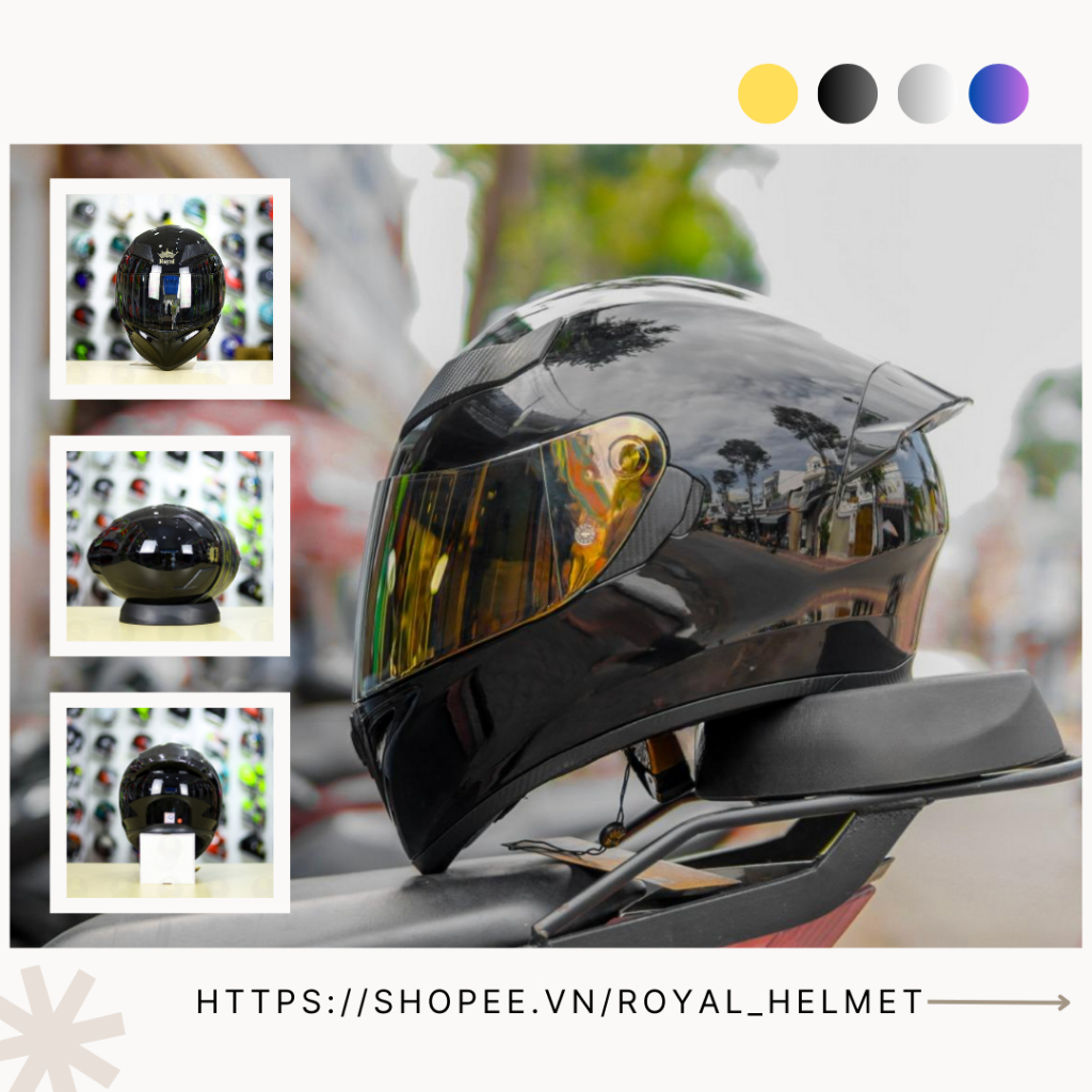 Nón bảo hiểm fullface, mũ full face chính hãng royal mã m138b cao cấp được tặng kèm túi đựng nón và bảo hành chính hãng