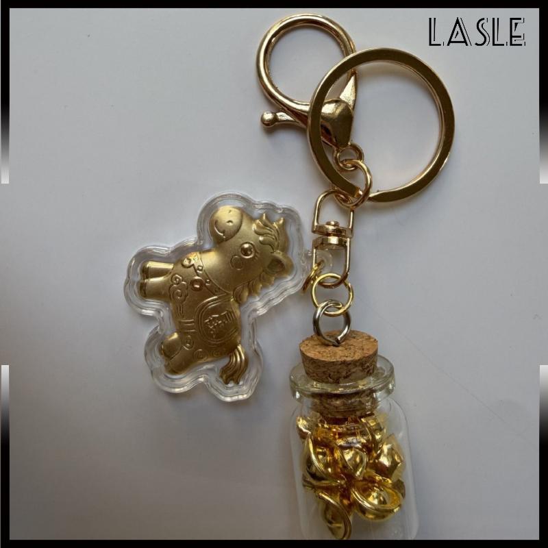 Lasle Năm sáng tạo của ngựa giả lá vàng móc khóa Fortune Golden yuanbao móc khóa túi Mặt dây chuyền trang trí quà tặng năm mới - 2