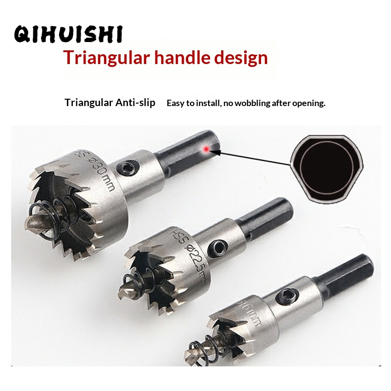 QIHUISHI Triangle Shank Hole Saw for Metal Pipe Steel Roof Smart Lock Drilling with Anti-Slip Design ราคา 74 บาท*ส่งฟรี