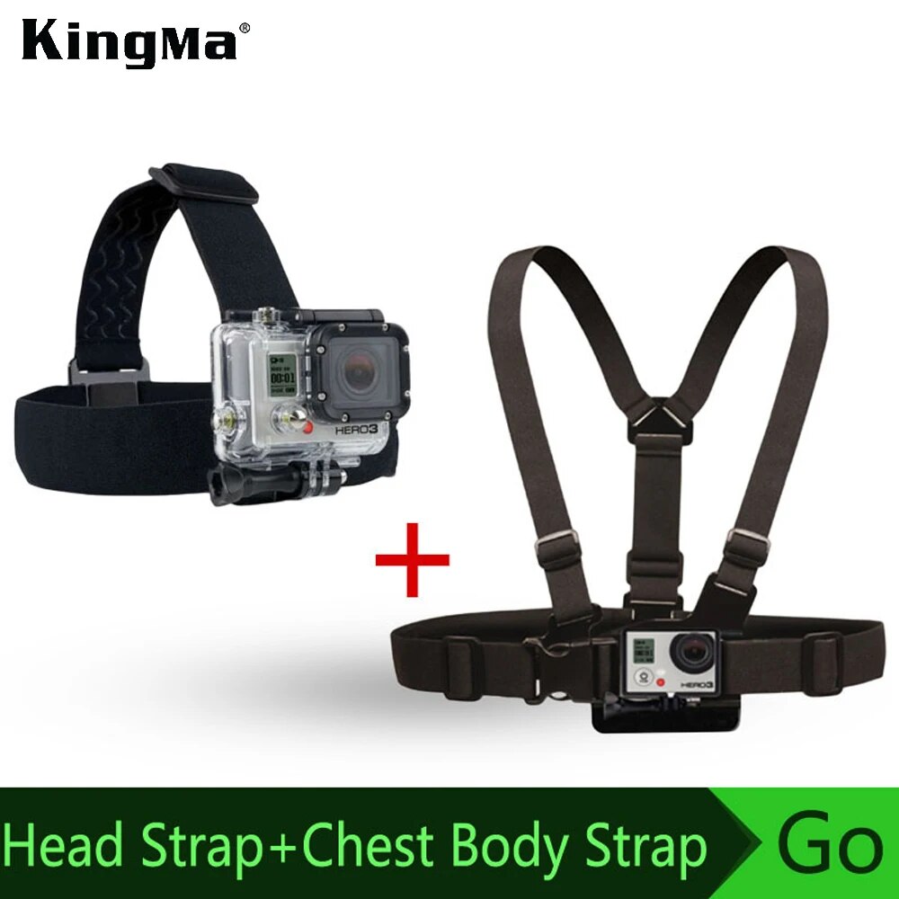 Tiết Kiệm Lớn Kingma phụ kiện GoPro Khai Thác Có Thể Điều Chỉnh Đàn Hồi Dây đeo ngực + Dây đeo đầu Cho Đi Pro Anh Hùng 4 3 Sj4000/7000